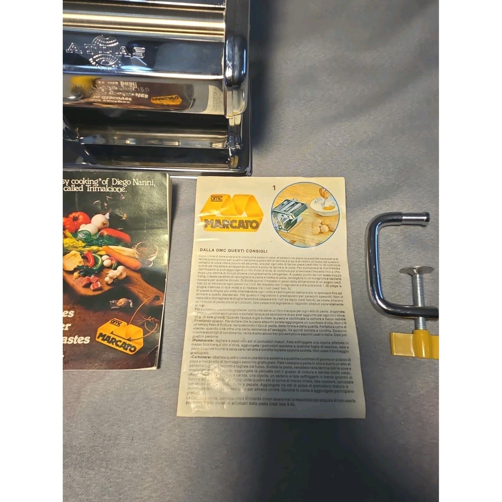 Vtg Marcato Atlas 150 Pasta Machine Hand Crank Manual Metal Maker Made In Italy - Picture 4 of 15